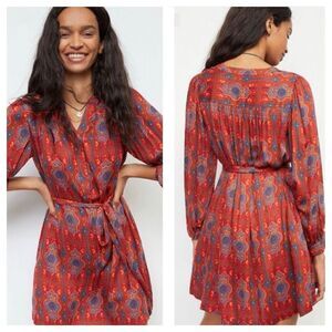 Anthropologie‎ TINY Rosemary Tunic Red Motif Dress NWT sz XS